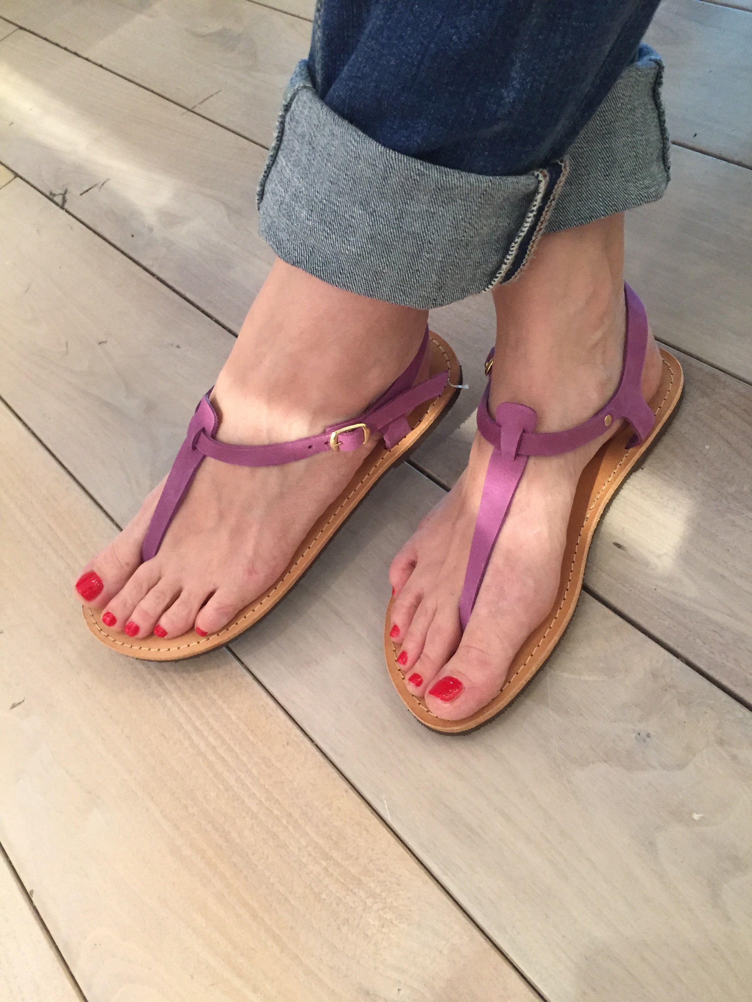 Despoina Greek Leather Sandals - Purple