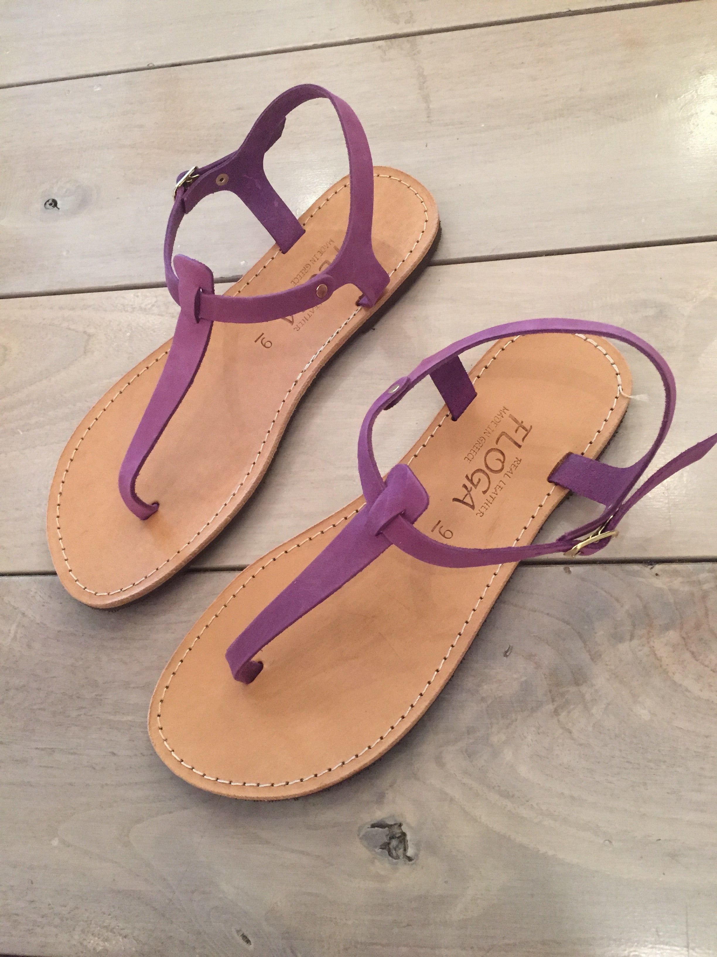 Despoina Greek Leather Sandals - Purple