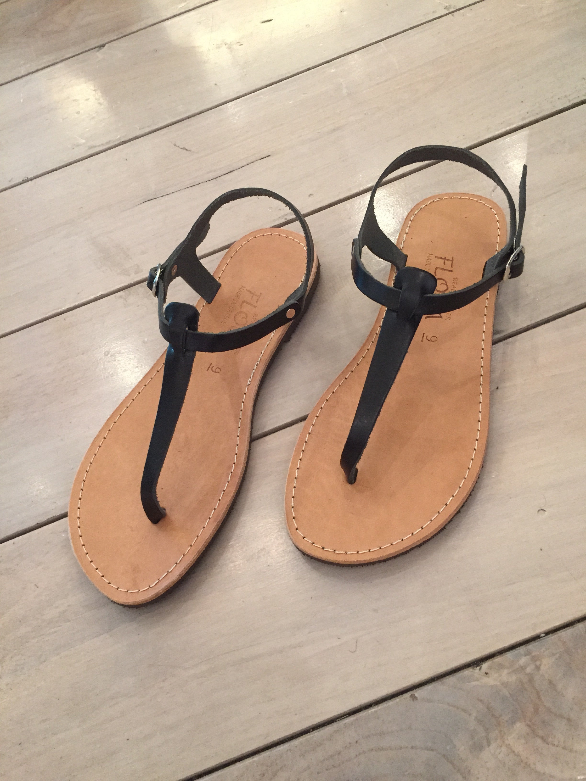Despoina Greek Leather Sandals - Black