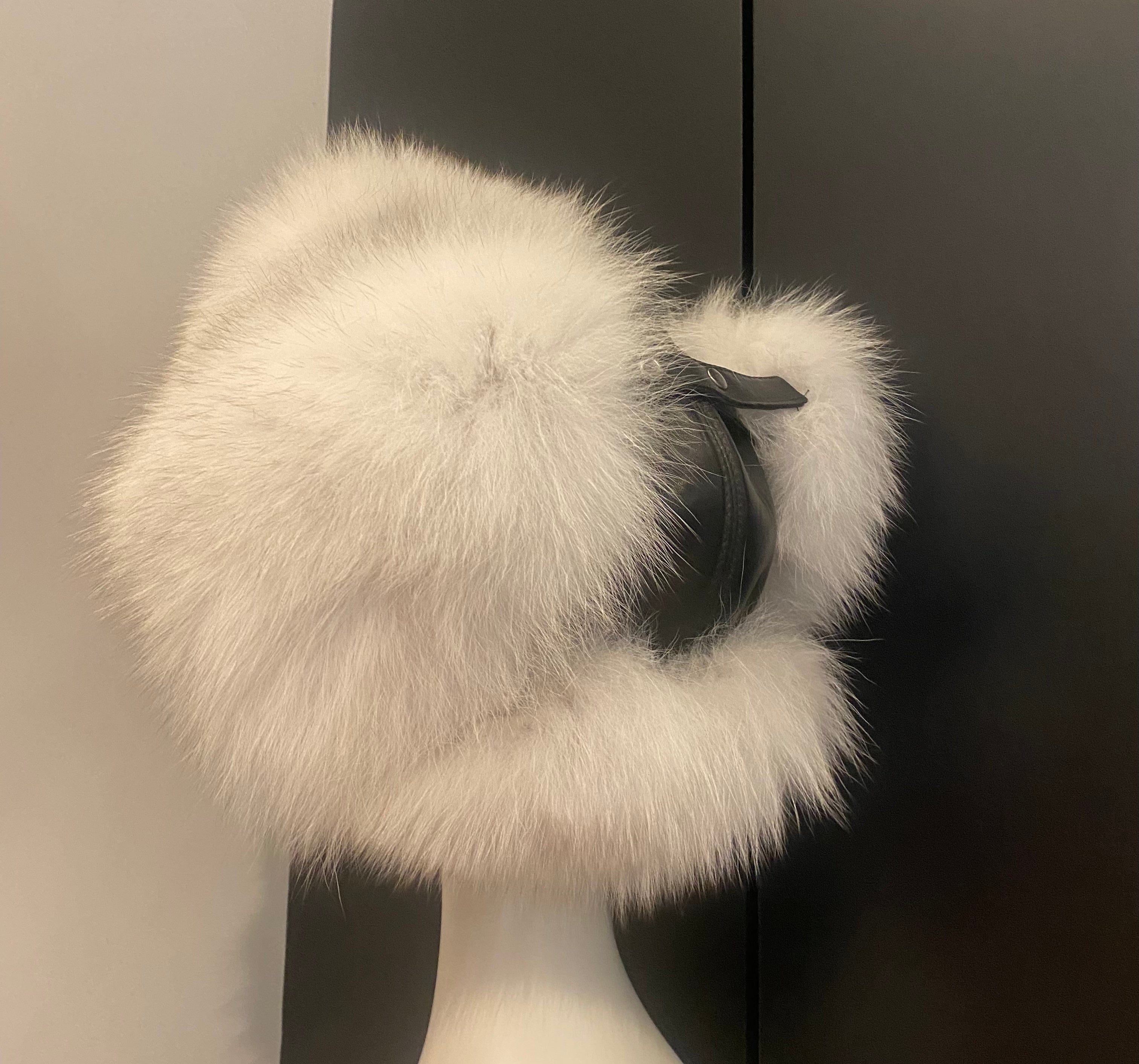 Fox Fur Hat with Leather