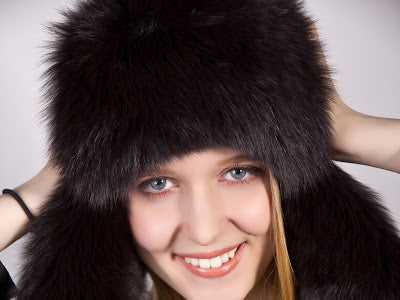 Fox Fur Hat with Leather