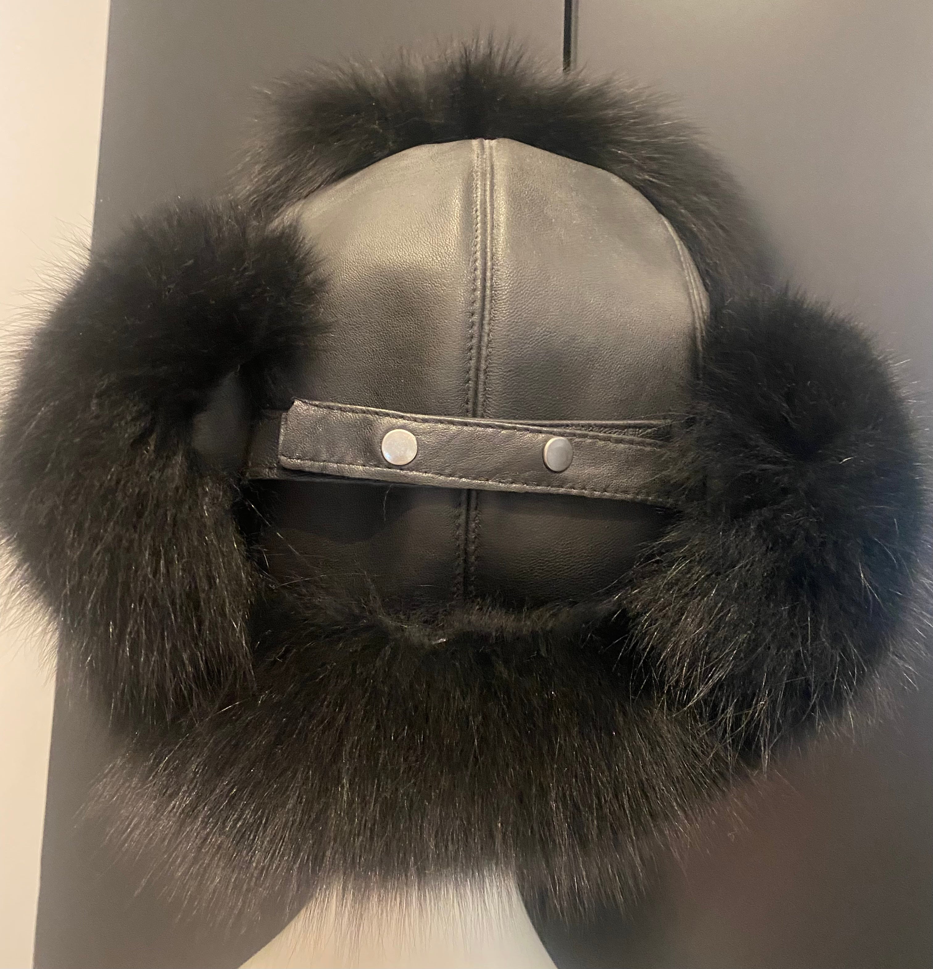 Fox Fur Hat with Leather