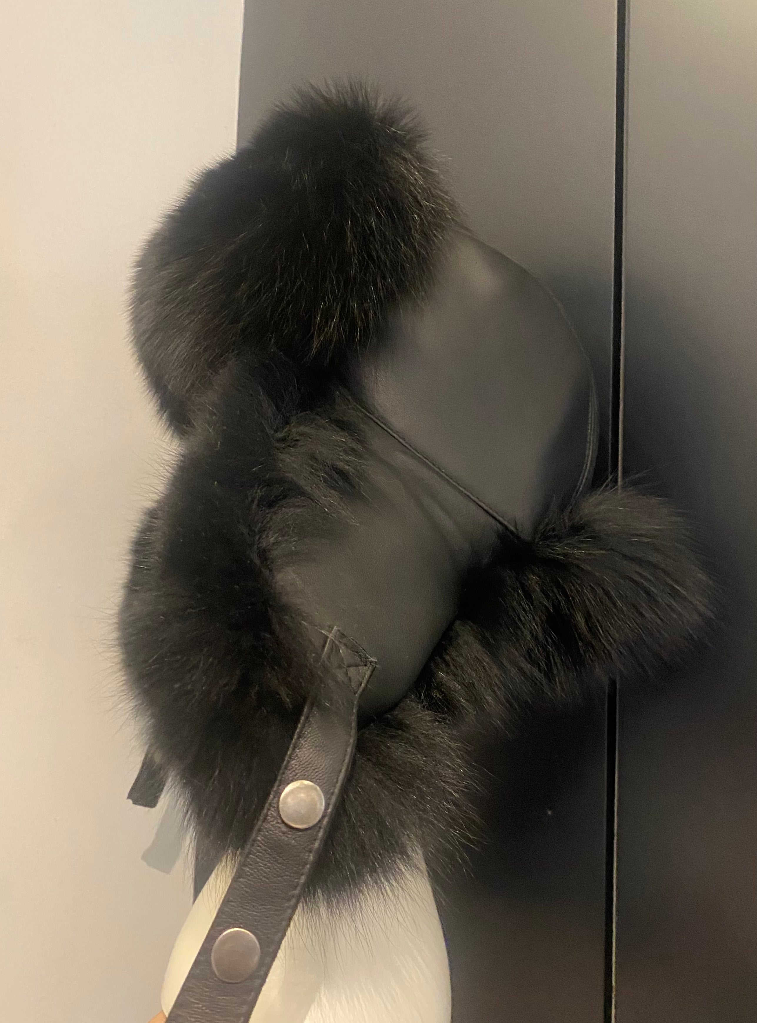 Fox Fur Hat with Leather