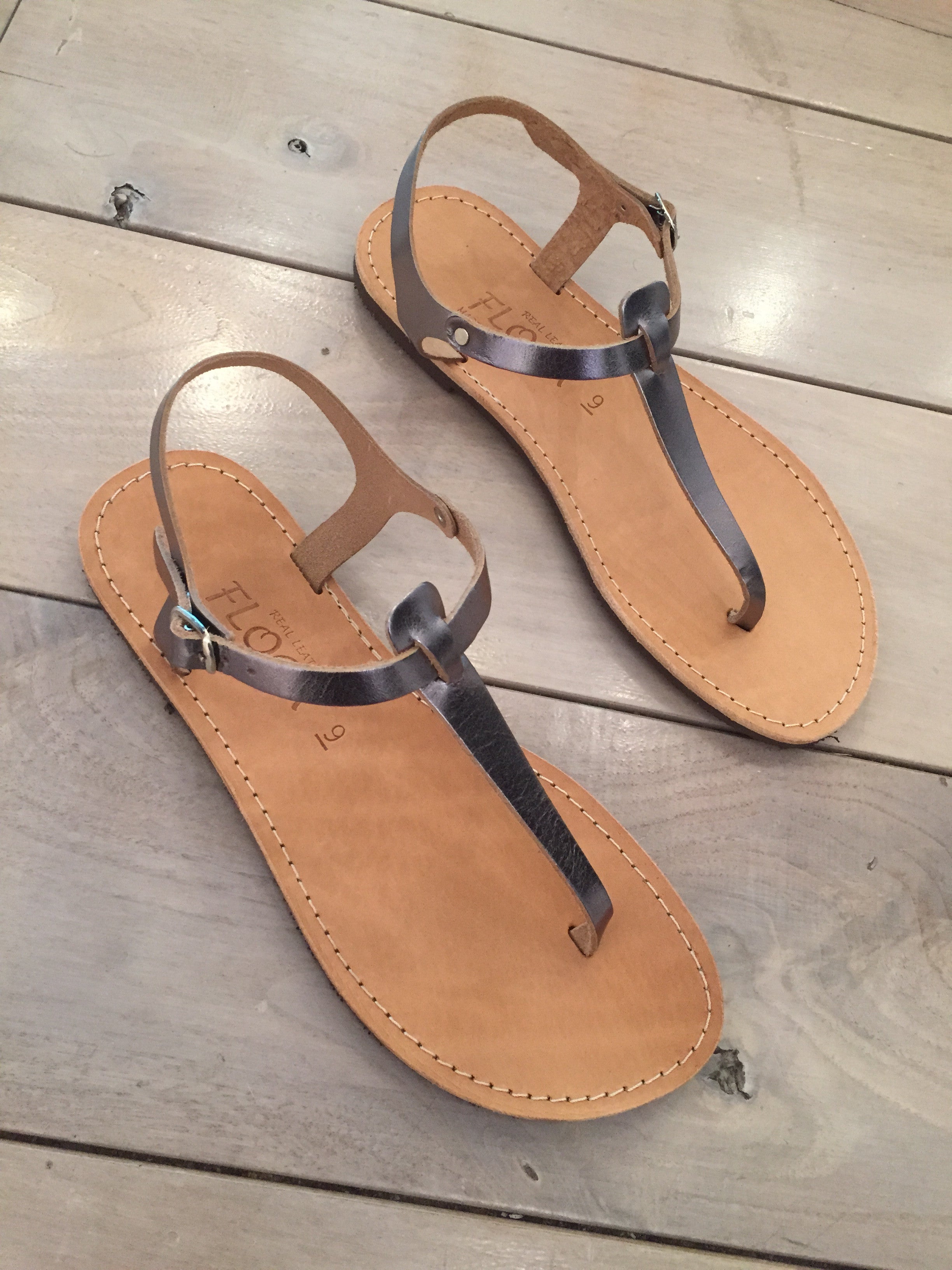 Despoina Greek Leather Sandals - Silver