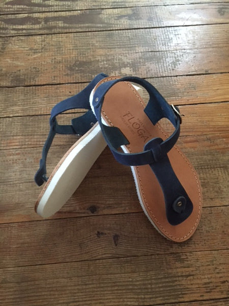 Elektra Greek Leather Sandals - Blue