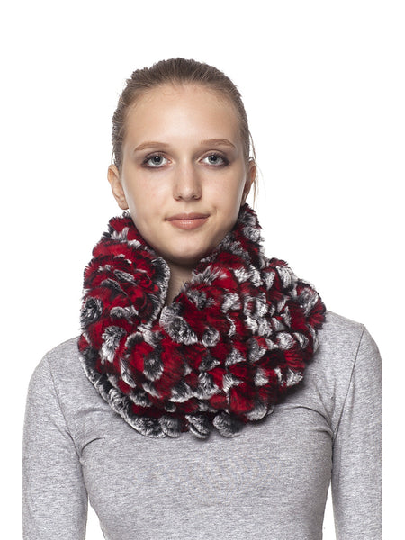 Red - Black Frost Rex Rabbit Scarf