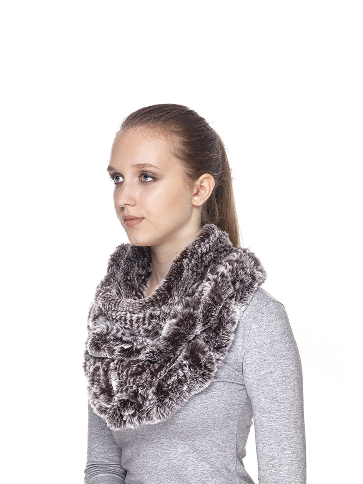 Brown Frost Rex Rabbit Infinity Scarf with Raffle