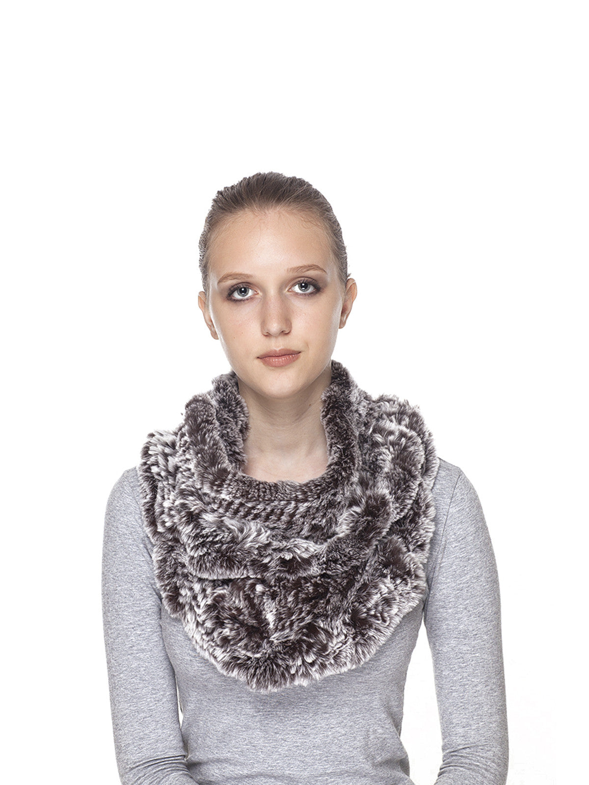 Brown Frost Rex Rabbit Scarf