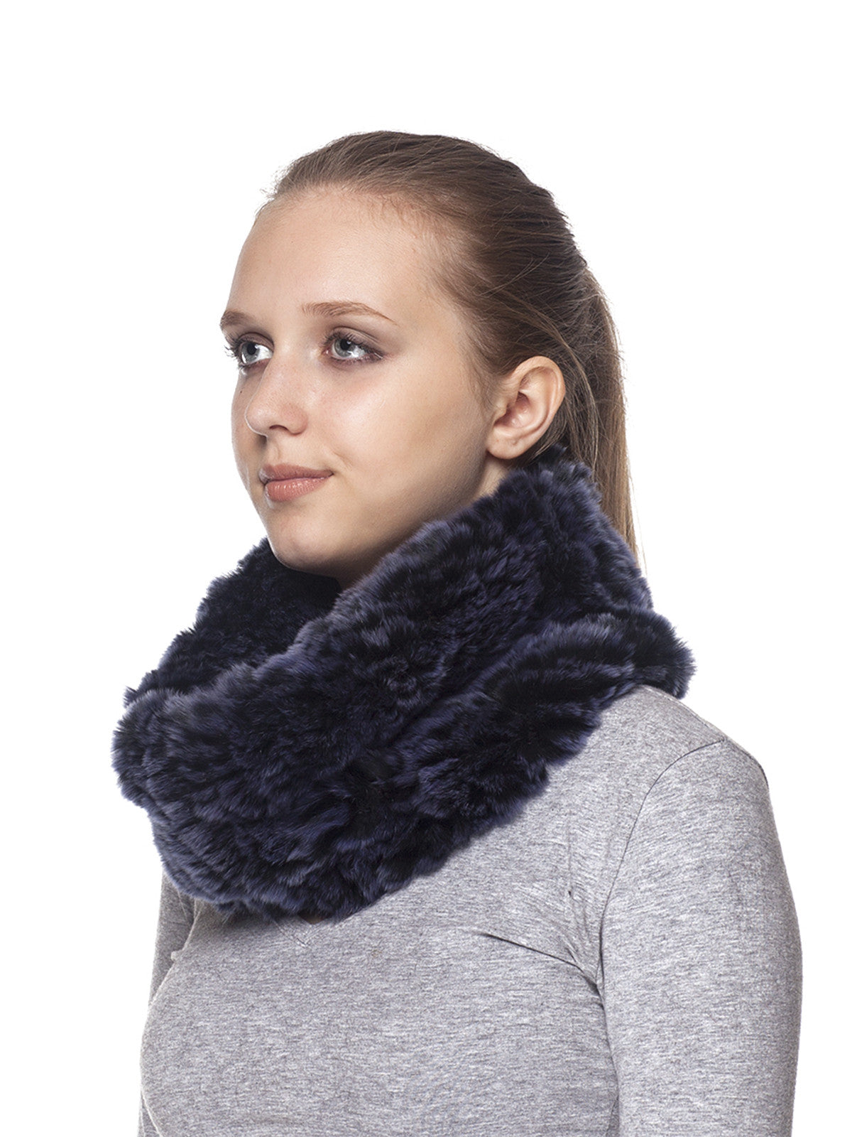 Blue Elastic  Rex Rabbit Neck Warmer