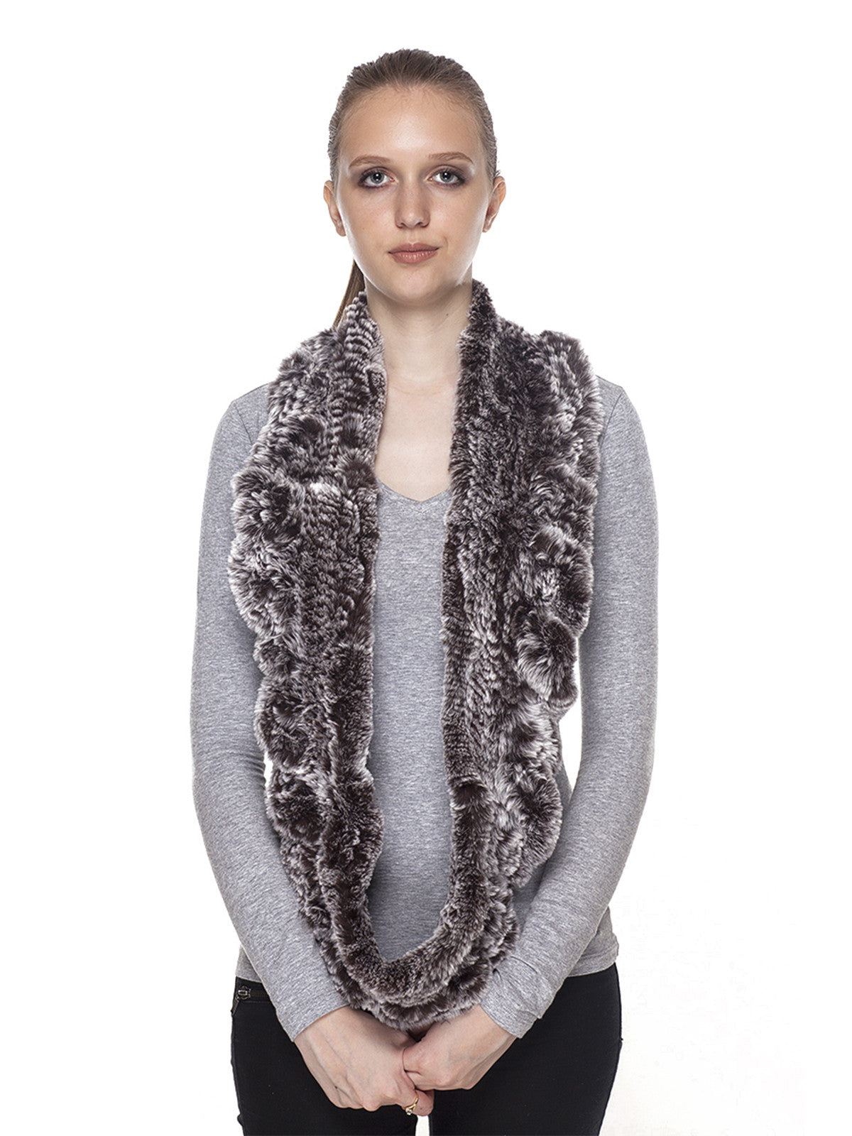 Rex rabbit infinity scarf with ruffle
