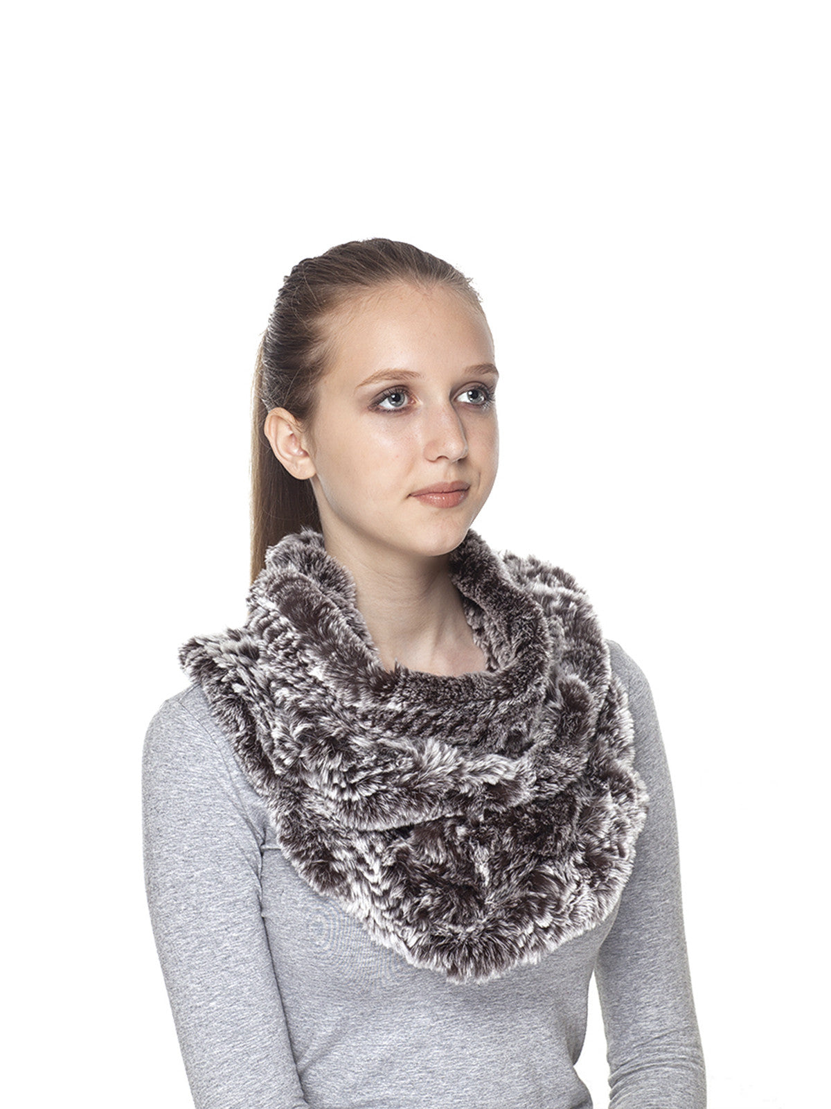 Brown Frost Rex Rabbit Infinity Scarf with Raffle