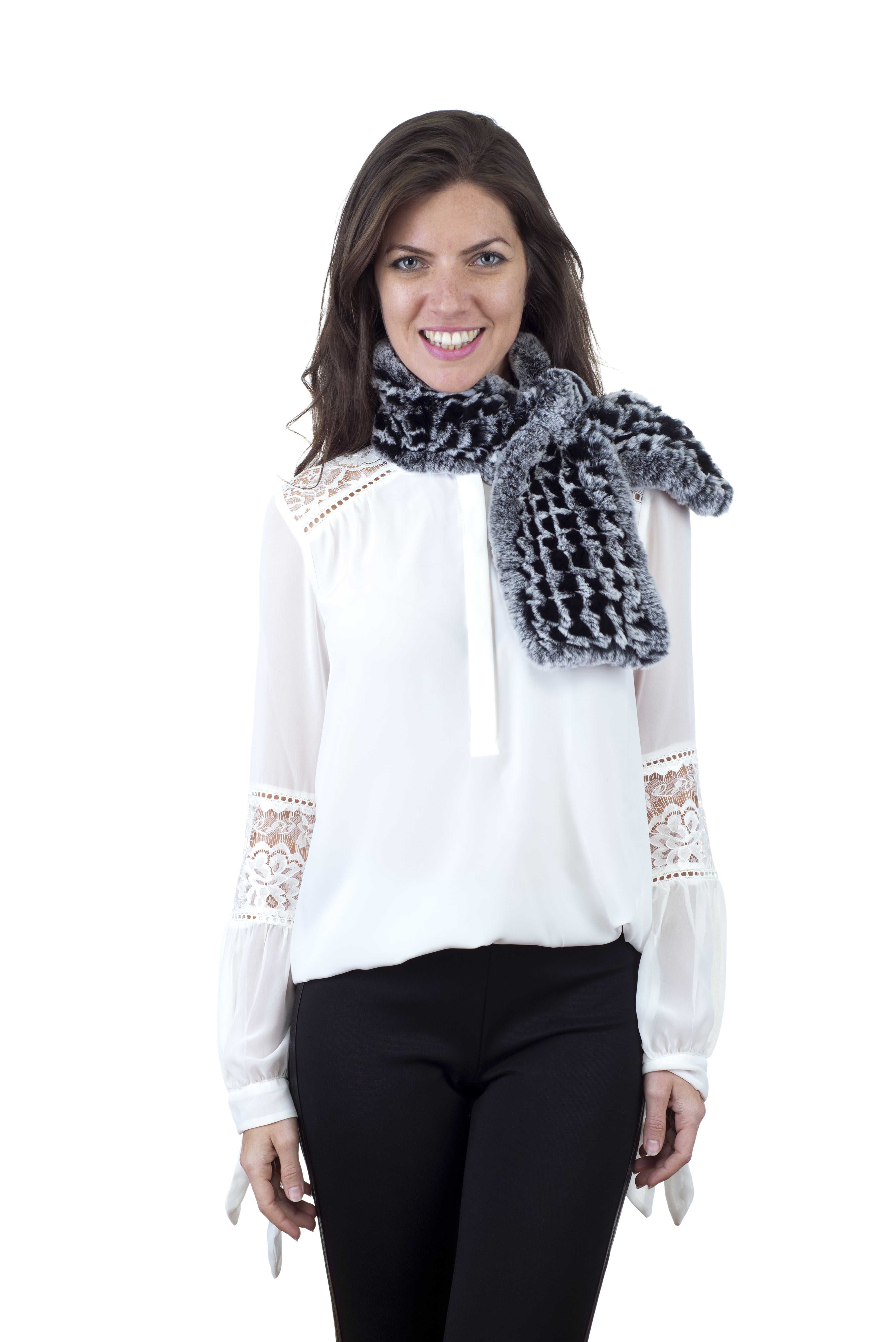 Rex Rabbit Fur Pull Through Scarf Black Frost