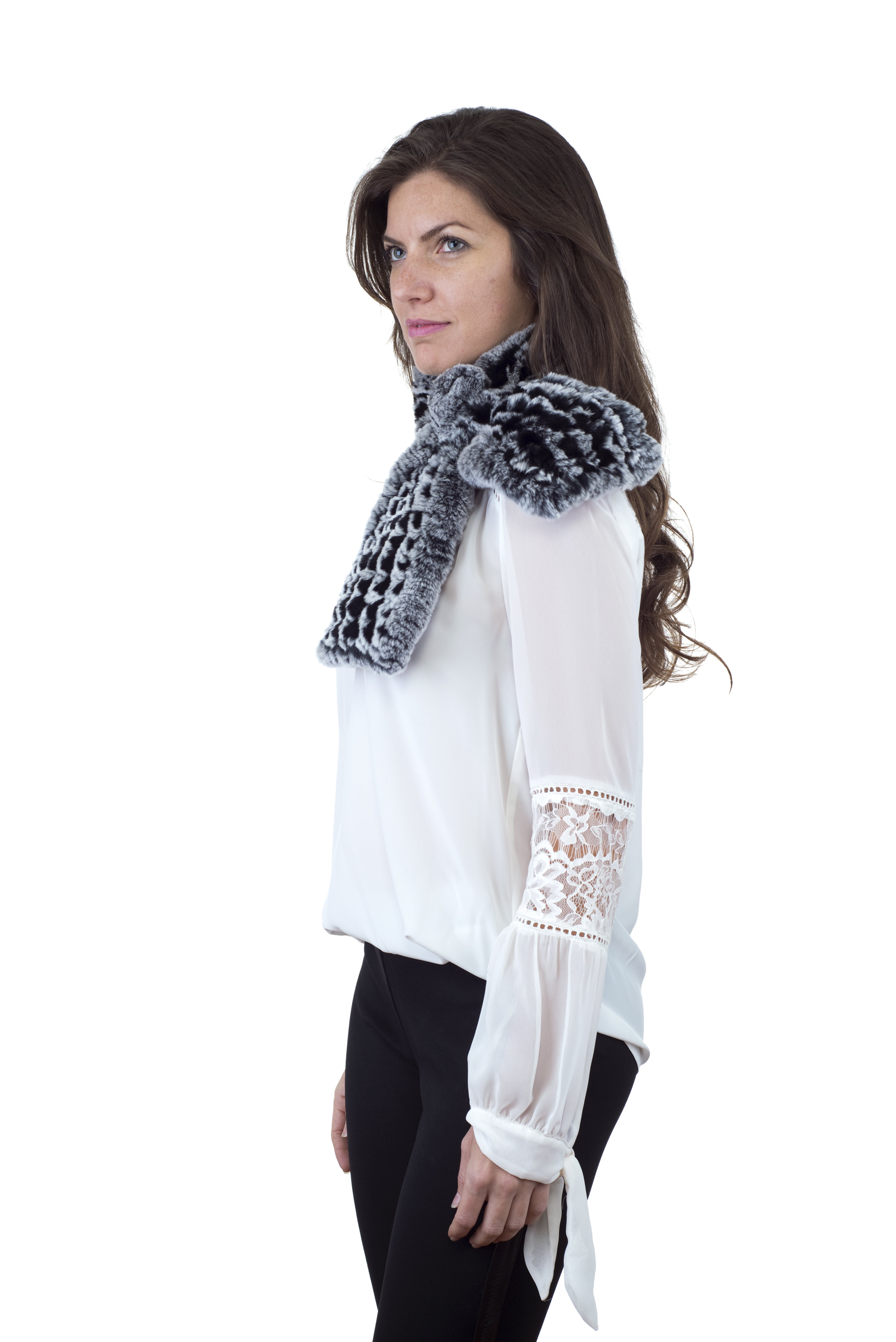 Rex Rabbit Fur Pull Through Scarf Black Frost