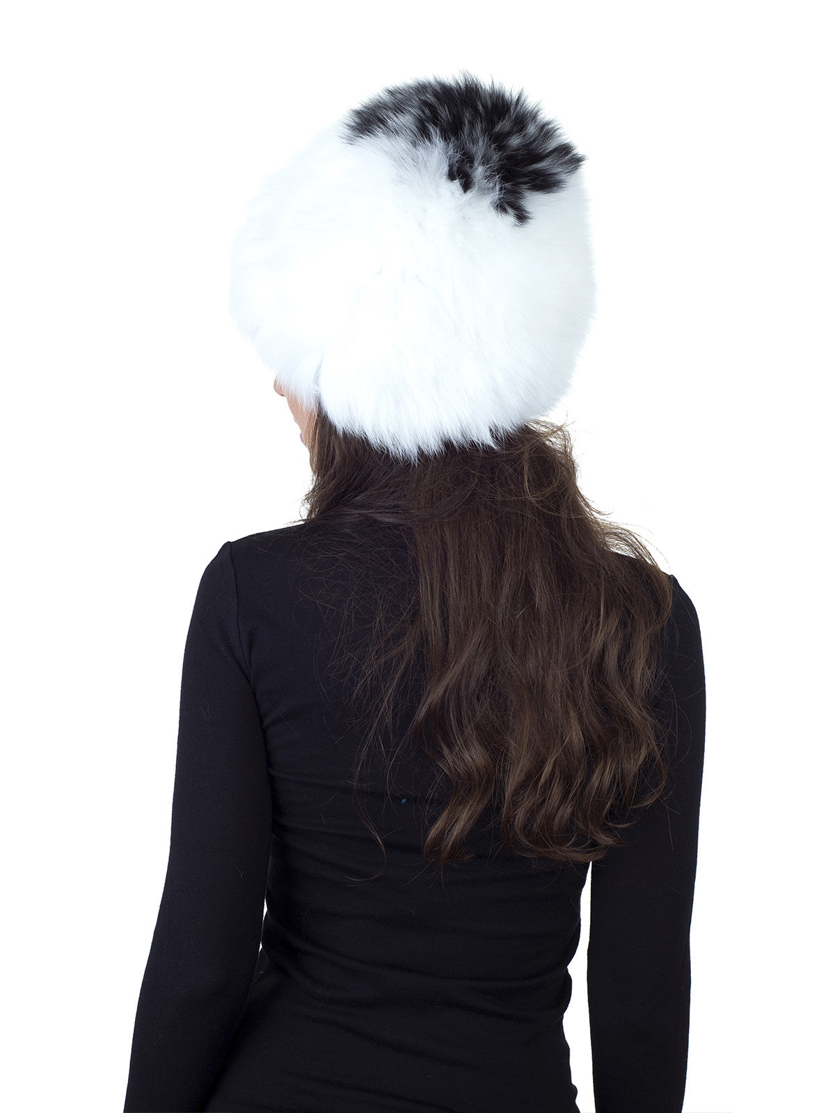 White Knitted Fox Hat with Black Fox Design On Crown