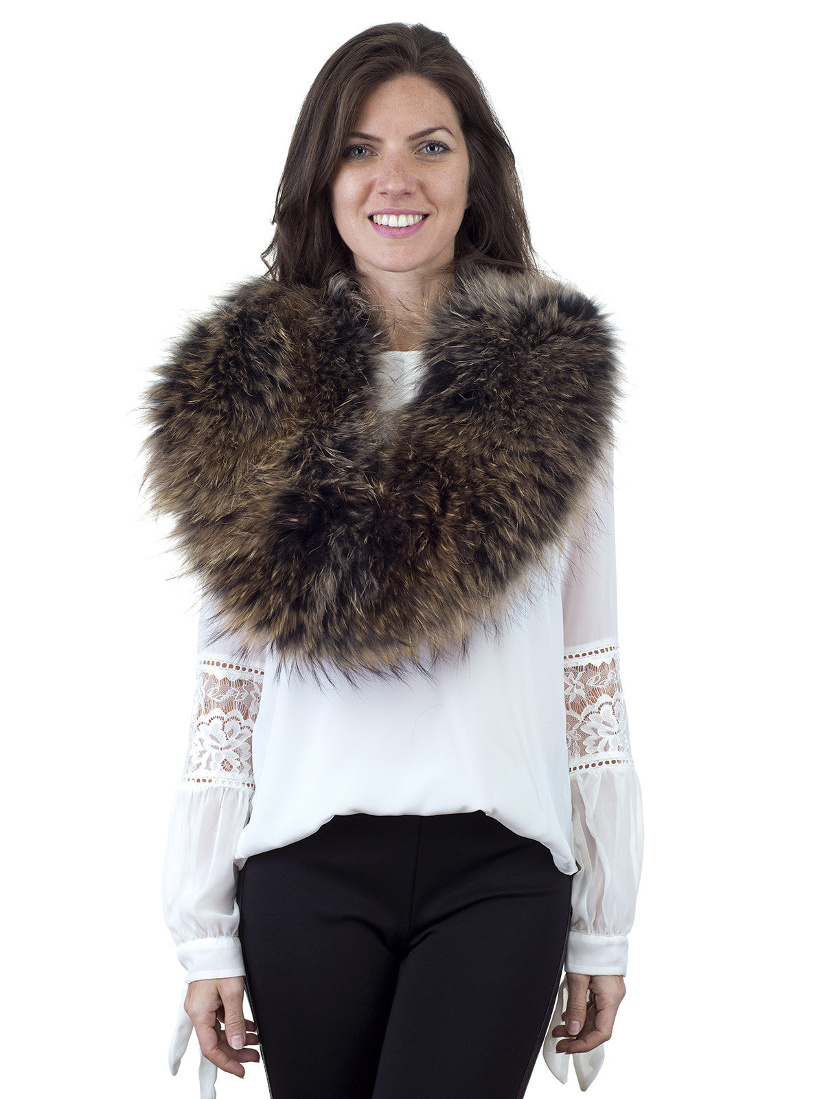 Natural Elastic Finn Raccoon Knitted Fur Snood