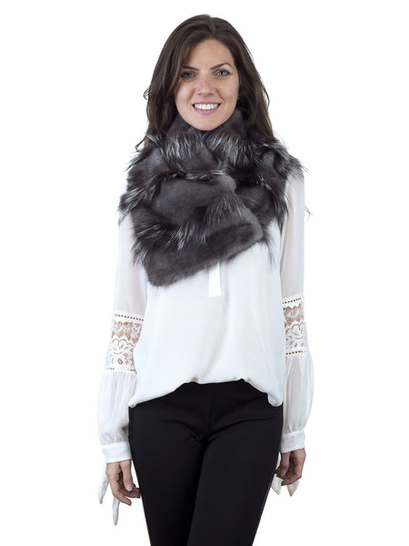 Grey Mink Scarf with Silver Fox